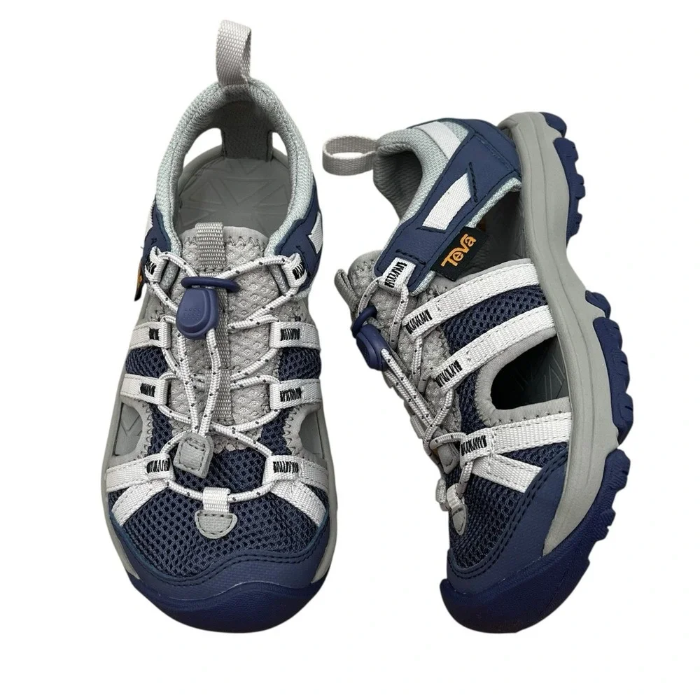 Teva Manatee Boys Girls Sport Sandals Size 11 Gray Navy Blue Closed Toe Shoes
